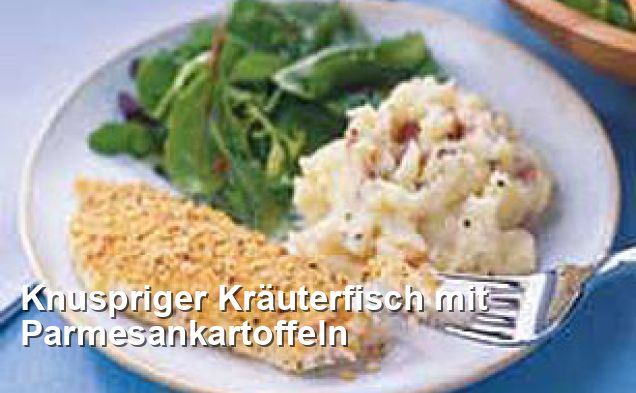 Knuspriger Kräuterfisch mit Parmesankartoffeln - Gluten Frei Rezepte